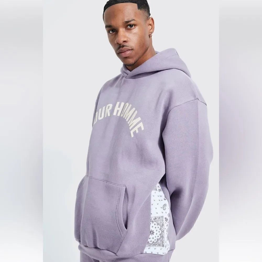 BOOHOO OVERSIZED BANDANA GUSSET CARGO HOODED SWEATSHIRT Size Medium